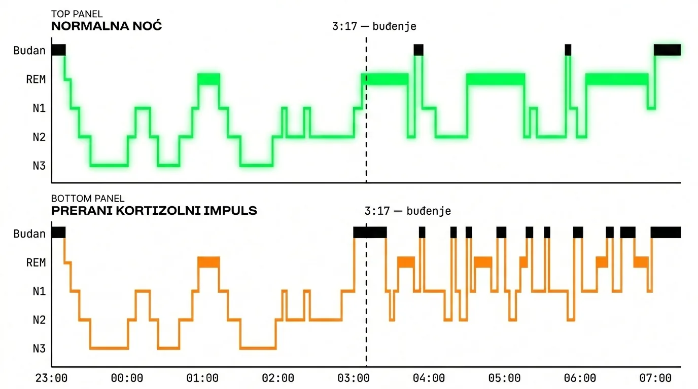 Fragmentacija sna u drugoj polovici noći — kortizol i prerani jutarnji signal