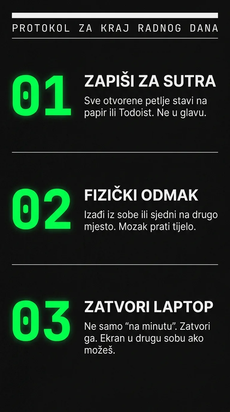 Završetak radnog dana kod kuće — ritual prijelaza za bolji san