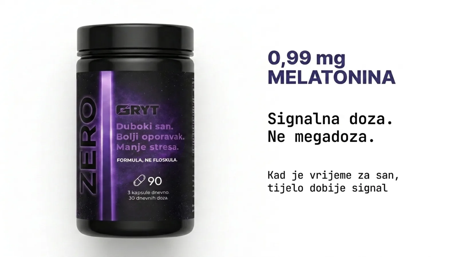 ZERO – prirodni dodaci prehrani za san, melatonin 0,99mg signalna doza