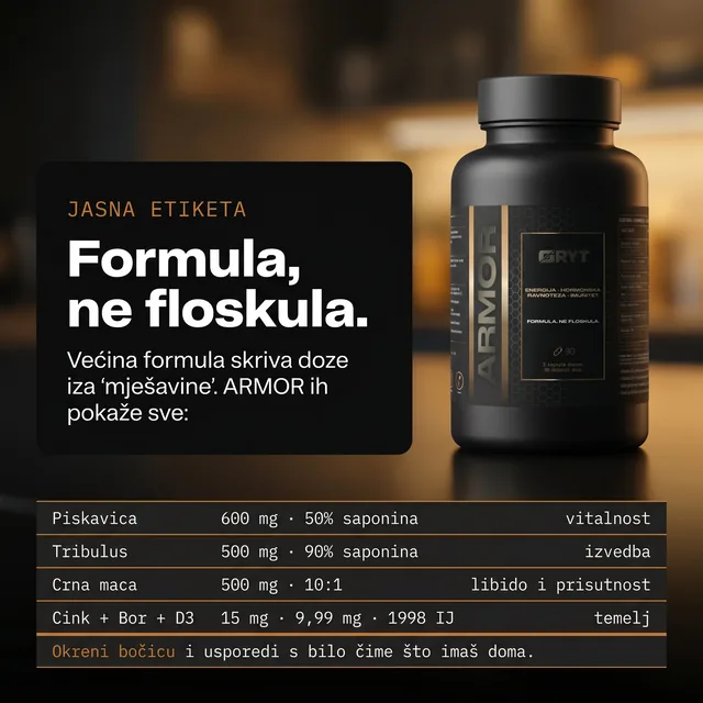 ARMOR bočica i transparentan popis sastojaka i doza