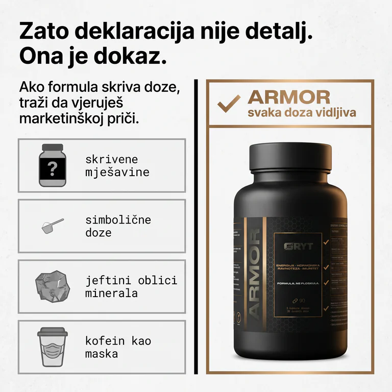 ARMOR otvorena deklaracija bez skrivenih mješavina i simboličnih doza