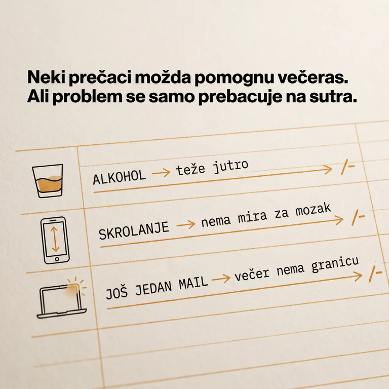 Alkohol, skrolanje i još jedan mail samo prebacuju problem na sutra
